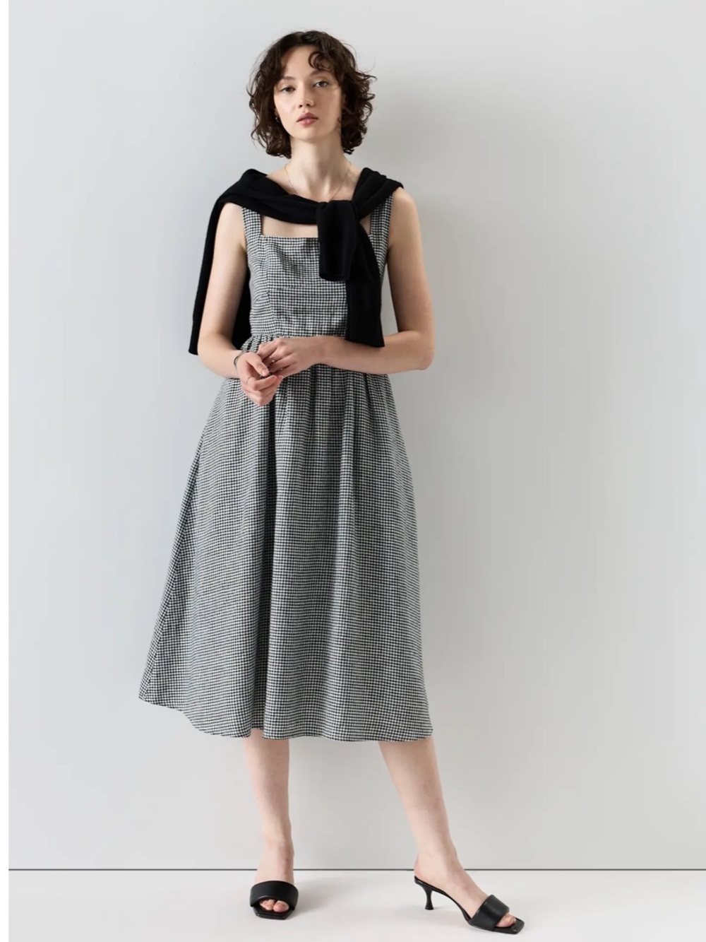 Quince 100% European Linen Midi Dress In Classic Mini Gingham Size XL - Picture 2 of 14